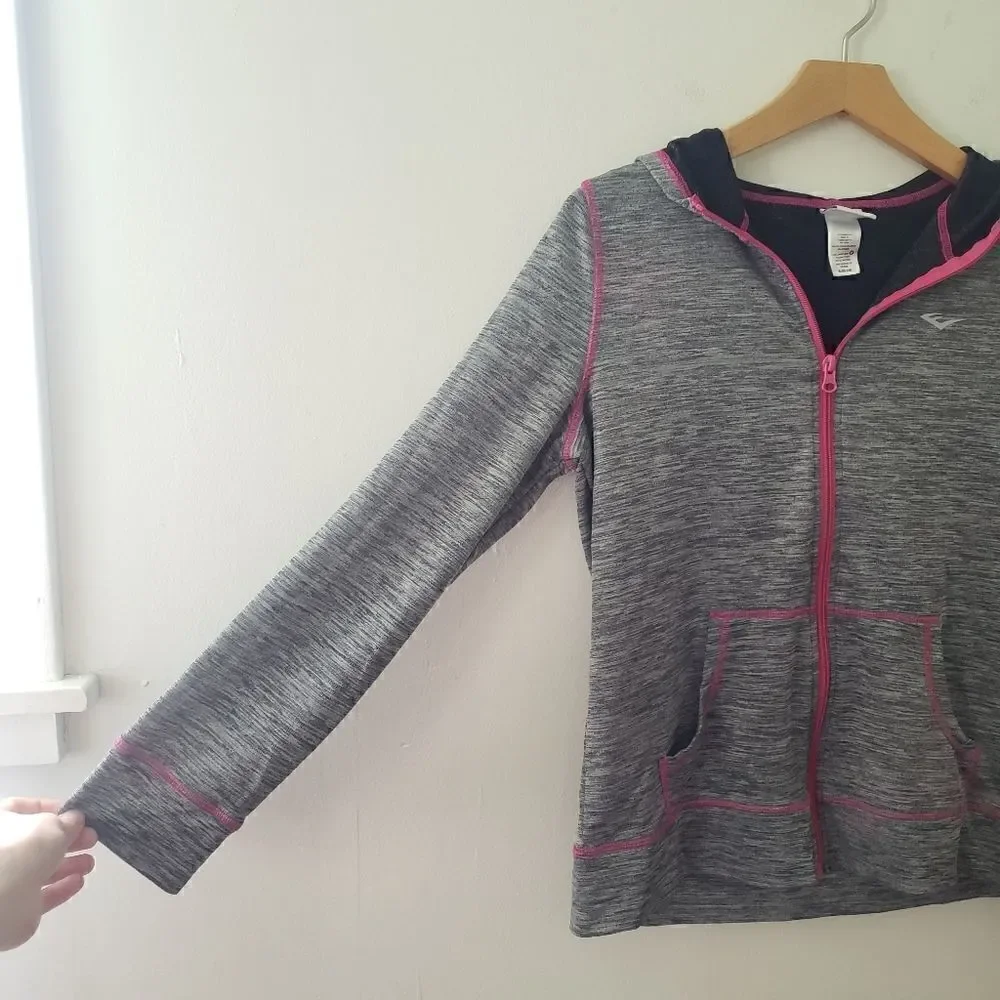 Everlast Zip Up Hoodie Gray Pink Girls' XL